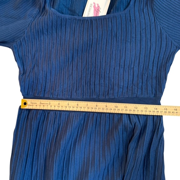 NWT Amazon Agseem Blue Long Sleeve Ribbed Knit Maxi Dress 100% Viscose - Picture 11 of 13